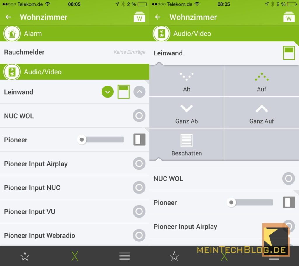 Loxone iPhone App Leinwand Visualisierung