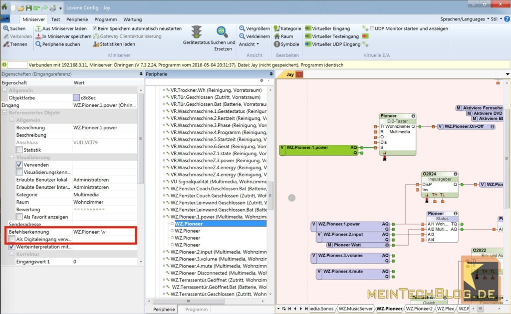 Loxone Config Virtueller UDP-Eingang