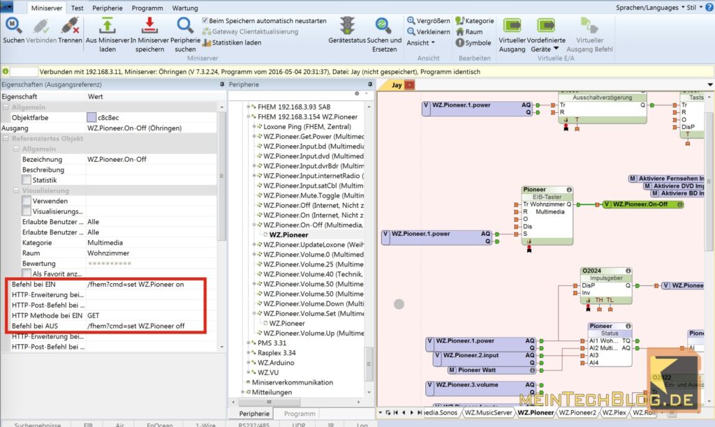 Loxone Config virtueller Ausgangsbefehl